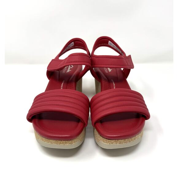 Clarks Collection Women's Chelseah Gem Wedge Sandal, Red Leather, Size 7 - Picture 2 of 7